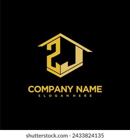ZJ initial monogram logo for real estate with creative building style design