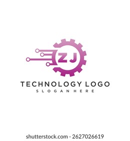 ZJ initial monogram for technology logo design