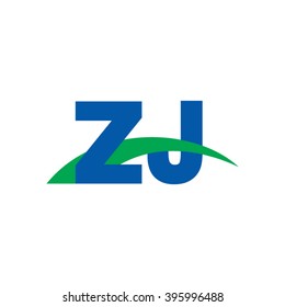 ZJ initial overlapping swoosh letter logo blue green