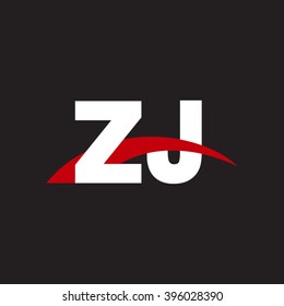 ZJ initial overlapping swoosh letter logo white red black background