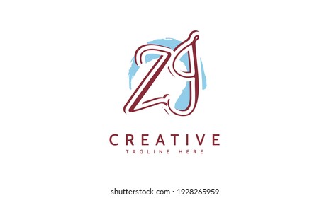 ZJ Initials, handwriting logo vector