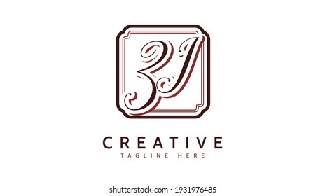 ZJ Initials, handwriting logo vector