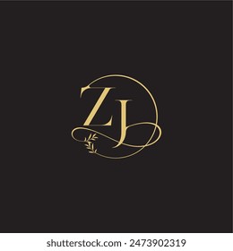 ZJ letter circle and organic style luxury concept wedding monogram design