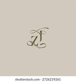 ZJ letter initial in luxurious logomark concept feminine elegant style design wedding monogram logo