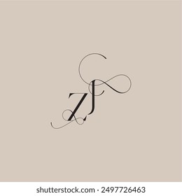 ZJ letter line and bold mix concept beautiful initial wedding serif monogram logo