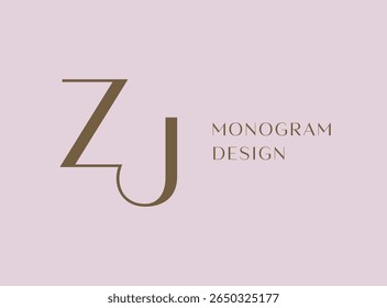 ZJ letter logo icon design. Classic style luxury initials monogram.