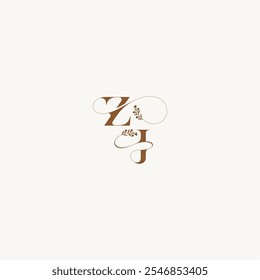 ZJ letter wedding monogram logo initial elegant curve organic bold and hairline monogram