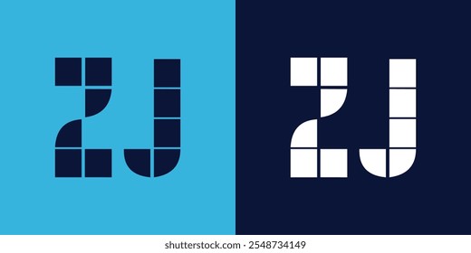 ZJ logo design with tile shape. Minimalist and modern vector illustration design suitable for business or brand