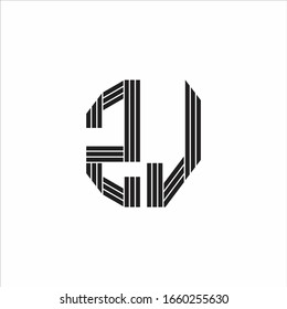 Estilo de esquema de monograma del logotipo ZJ vinculado aislado en fondo blanco