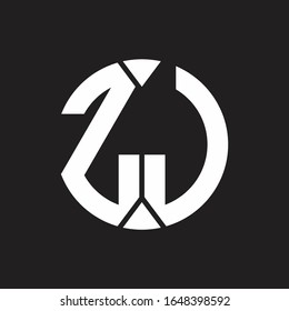 Monograma del logotipo ZJ con estilo de cinta circular