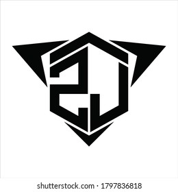 ZJ Logo monogram with wings arrow around design template on white background