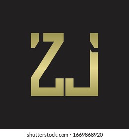ZJ Logo with squere shape design template with gold colors
