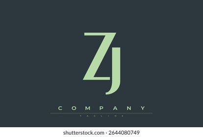 ZJ Modern Initials Logo Design. Branding logo with stylized initials showcasing bold design and modern aesthetic. Ideal for professional business branding or creative projects focusing on minimalistic