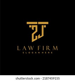 ZJ monogram initial logo for lawfirm with pillar design