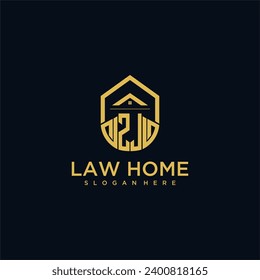 Logotipo inicial de monograma ZJ para lawhiener con diseño de hogar de forma