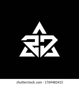 logotipo de monograma ZJ con forma de diamante y plantilla de diseño de esquema de triángulo