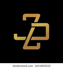 ZJ monogram logo in gold on black background with geometric symmetry. Perfect for luxury branding, corporate identity, and premium business logos.