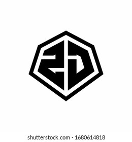 ZJ monogram logo with hexagon shape and line rounded style design template isolated on white background