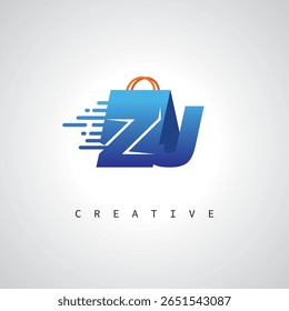 ZJ Shopping Monogram – Fast Delivery E-commerce Logo with Bag Icon and Digital Branding for Online Store, Retail and Logistic Identity

