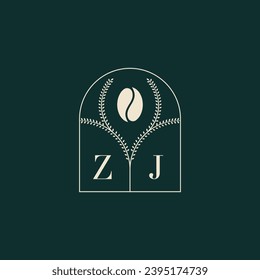 ZJ Unique and simple logo design combination of letters and coffee bean