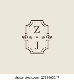ZJ vintage wedding initial logo in high quality professional design that will print well across any print media