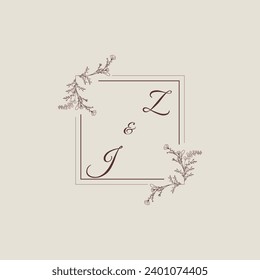 ZJ wedding line square monogram with high quality professional design that will print well