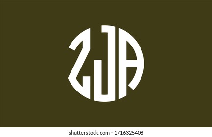 Plantilla de logotipo de marca de vectores de letra monograma abstracta ZJA Circle Emblem
