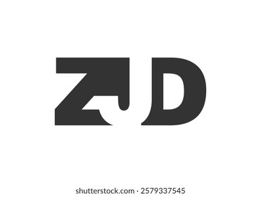 ZJD logo design. Initial letter Z J D bold font style for tech startups, consulting, corporate branding. Creative company name, headlines typography identity, trendy logotype. Vector illustration.