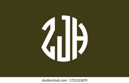 Plantilla de logotipo de marca vectorial de letra monograma abstracta ZJH Circle Emblem