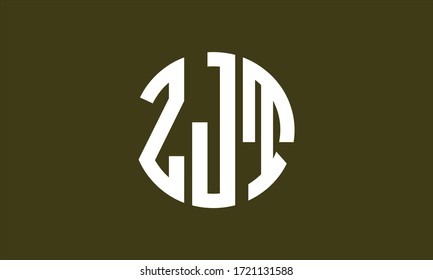 Plantilla de logotipo de marca vectorial de letra monograma abstracta ZJT Circle Emblem