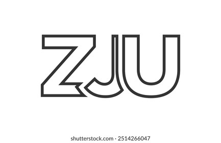 ZJU logo design template with strong and modern bold text. Initial based vector logotype featuring simple and minimal typography. Trendy company identity ideal for businesses brand presence.