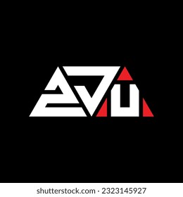 ZJU triangle letter logo design with triangle shape. ZJU triangle logo design monogram. ZJU triangle vector logo template with red color. ZJU triangular logo Simple, Elegant, and Luxurious design.