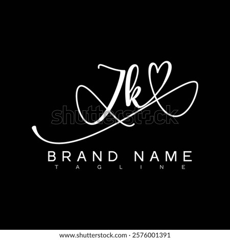 ZK Handwritten initial letter with love . ZK simple signature vector logo with Hart shape variation, beauty, photography letter logo design. Z K