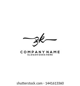 ZK Initial handwriting logo template vector