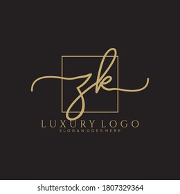 ZK Initial handwriting logo template vector