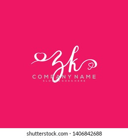 ZK Initial handwriting logo vector
