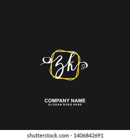 ZK Initial handwriting logo vector