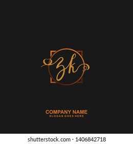 ZK Initial handwriting logo vector