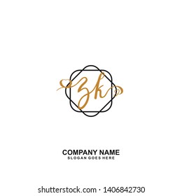 ZK Initial handwriting logo vector