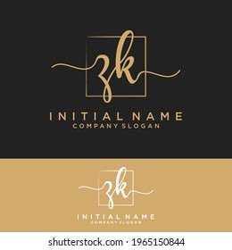 ZK Initial letters, handwriting signature logo.