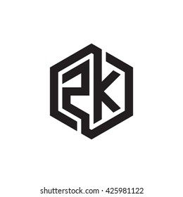 ZK initial letters looping linked hexagon monogram logo