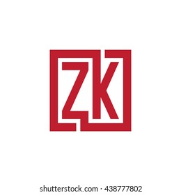 ZK initial letters looping linked square logo red