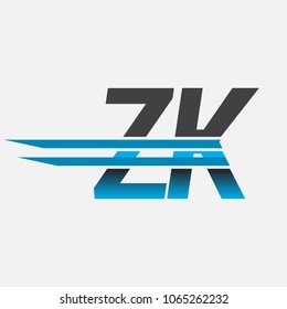 ZK initial logo company name colored black and blue, Simple and Modern Logo Design.