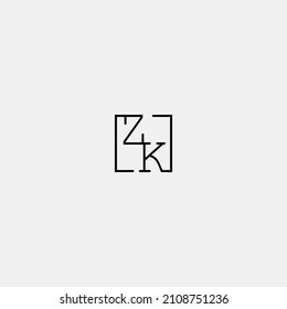 ZK initial logo in line concept in high quality professional design that will be best for companies