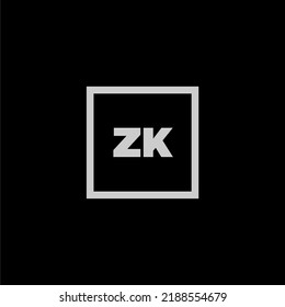 ZK initial monogram logo with creative square style design