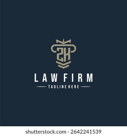 ZK initial monogram logo law firm with pillar design