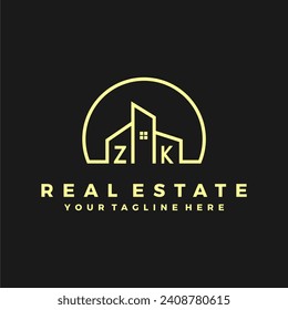 Las iniciales de ZK albergan el logotipo de la moderna empresa de construcción vector.eps