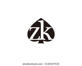 The zk initials logo inside the black shovel