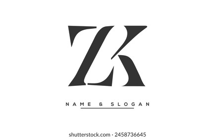 Monograma del logotipo de las letras Abstractas de ZK, KZ