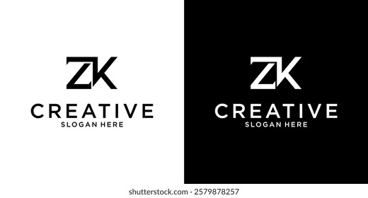 ZK or KZ initial letter logo design monogram